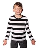 Schwarz-weiß gestreiftes Langarmshirt im Einbrecherstil für Kinder, raffinierte französische Kleidung