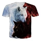 Unisex 3D gedruckte Wölfe Kurzarm Herren Teen Wolf T-Shirt Lässige Grafik T-Shirts Top für Summer Beach XXL