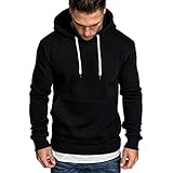 WAQD Herren Plaid Pulli Kapuze Hoodie Sweatshirt Herbst Winter Langarm Top Bluse Outwear Kapuzenpulli Feinstrick Sweatjacke Training Fitness Einfarbig Freizeitpullover Kapuzenp