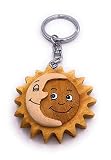 H-Customs Sonne mit Mond Holz Edel Handmade Schlüsselanhänger Anhäng