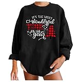 Weihnachten Sweatshirt Damen Weihnachten Motiv Drucken Pulli Casual Elegant Bluse Herbst Angenehm Weich Tee Baggy Atmungsaktiv Damenblusen übergangs Blusentop Streetwear O