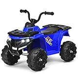 COSTWAY 6V Elektro Kinderquad mit Scheinwerfern, Mini Elektroquad mit Musik, MP3, USB und AUX, Kinderauto 3 km/h, Kindermotorrad, 4 Räder Kinder Quad, Elektroauto für Kinder ab 3 Jahren (Blau)