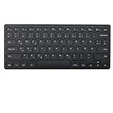 Bluetooth Tastatur Kabellos, Wireless Schnurlose Mini Tastatur für PC, Laptop, Mac OS, Android, Tablets, iPad und Smartphones, QWERTZ Deutsches Layout, Ultradünn und Leise Funktastatur, Schw