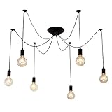 MENG Persönlichkeit Retro Decke Hängende Deckenbeleuchtung Diy Verstellbare Spinne Edison Lampen Lichtmetall Drahtkäfige Und Modern Industrie Catechandelier Pendelleuchte (6) Deck