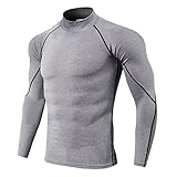 Dasongff Herren Kompressionsshirts Langarm Schnell Trocknend Elastisch Kompression Funktionsshirts Training Fitness Gym Lauf Basketball Jogging Sport Unterhemd T-Shirt Crewneck