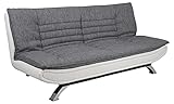 AC Design Furniture Jasper Bettcouch, B: 196 x H: 91 x T: 96 cm, Grau/Weiß, Stoff/PU/C