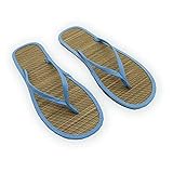 Geilisungren Zehentrenner Damen Badeschuhe Flip Flops Damen Bamboo Unisex Haus Flache Schuhe Stroh Rutschen Open-Toe Hausschuhe Slip on Pantoffeln Bath Spa Sommer Sandalen L