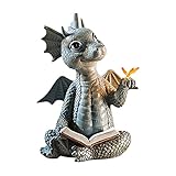 XRTJ Drachen Figuren Garten Gartenfigur Gartendrachen Deko Drache Polyresin Dinosaurier Ornamente Wetterfest Für Outdoor Hof Dekoration Garten Harzstatue,2p