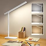 LUOCYI LED Schreibtischlampe, Bürotischlampen,Touch Dimmbar Schreibtischleuchte mit USB-Ladeanschluss, 3 Helligkeitsstufen, Mobile Magnetische Beleuchtung für Studium, Lesen, Zuhause, Außenbeleuchtung