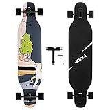 Junli Freeride Longboard Skateboard, 104 cm, für Cruising, Carving und Downhill (Floral)