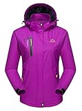 MAGCOMSEN Damen Regenjacke Wasserdicht Skijacke Outdoor Funktionsjacke Damenjacke Softshell Hoodies Winddicht Jacke für Angeln Camping Violett S