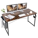 AuAg Schreibtisch 140 x 60 cm, Computertisch mit Aufbewahrungstasche, PC-Tisch Bürotisch Officetisch für Home Office Schule, Stabil Laptop-Tisch Arbeitstisch (Vintage Braun)