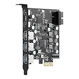 ULANSEN PCI-E auf Typ C (2), Typ A (3) USB 3.0 5-Port PCI Express Erweiterungskarte mit internem USB 3.0 19-Pin Anschluss Desktop PC für Windows Mac Pro Linux (UP5100)