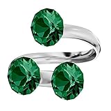 925-Sterling Silber Ring mit Kristallen von Swarovski® - Xirius - Viele Farben - Anpassbar Einstellbar Ring für Frauen - Schön Schmuck Für Damen mit Geschenkbox (Emerald)