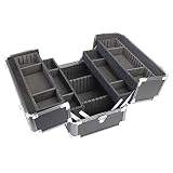 HMF 14901-02 Alu Kosmetikkoffer mit individuellen Trennwänden, Schminkkoffer leer | 33 x 22,5 x 24 cm | Schw