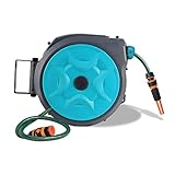 LZQ Schlauchtrommel Gartenschlauch-Schlauchabroller 16m Schlauch - Schlauchaufroller 1/4' Anschluss Automatischer Schlauchbox 180°schwenkbar für Garten, Bewässerung, Autow