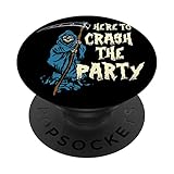 Here To Crash The Party Halloween Skelett Sensenmann PopSockets mit austauschbarem PopGrip