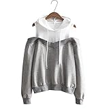 Yanhoo-Herbst Winter Damen Pullover Schulterfrei Hoodies Langarm Pulli Langärmel Mode Sweatshirt mit Kapuze Pullover Tops B