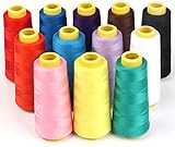 GIVBRO Garnspulen für Overlock-Nähmaschinen, Polyester, 1500 m, 12 Stück