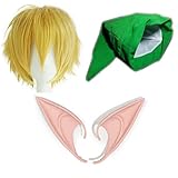thematys® The Legend of Zelda Mütze + Perrücke + Elfen Ohren - Kindheitshelden Link Kostüm Erwachsene & Kinder - Fasching, Karneval, Mottoparty, Junggesellenabschied, Party & Cosplay - Damen H