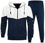 WINKEEY Herren Sportanzug Trainingsanzug Hausanzug Hoodie+Sporthose Jogginganzug Kapuzenpullover+Jogginghose, Blau M
