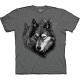 The Mountain Base T-Shirt für Erwachsene, Motiv Wolfs-Portrait, Anthrazit, grau, S