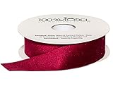 100%Mosel Dekoband Samt (2,5 cm x 10 m), Geschenkband in Samt-Optik, edles Schleifenband zum Dekorieren & Basteln, zum Einpacken besonderer Geschenke (Bordeauxrot)