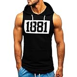 AmyGline Herren Sommer Hoodie Weste Muskelshirt Bodybuilding Ärmelloses T-Shirt Männer Gyms Muscle Shirts Tops Trainingsweste Schnell trocknend Trägershirts Tanktops Achselshirt L