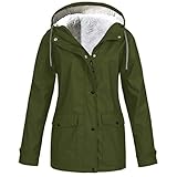 Caixunkun Women's Short Puffer Jacket with Faux Fur Trimmed Hood and Cinched Waist, Water Resistant(Army Green, S)