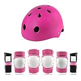 JOMSK Schutzausrüstung Kinder Erwachsene Roller Skating-Schutzausrüstung Helm Gleichgewicht Auto Skating Ski Protektoren Scooter Reitknieschützer (Color : Pink, Size : L)