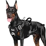 Eyein Hundegeschirr für Große Hunde, verstellbares atmungsaktives reflektierend, gepolstert und atmungsaktiv Brustgeschirr mit Griff und Frontbügel Schwarz für tägliches Training (XL)
