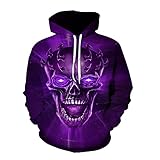 MITEHUAH Neue Herren Hoodie Frühling und Herbst Casual Pullover Pullover Personalisierte Schwarz Top 3D Schädel Digitaldruck (Color : C, Size : XXL)