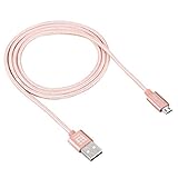 LICHONGGUI. 1m gewebter Metallkopf 3A Hochstrom Micro USB zu USB Sync Daten Ladekabel, for Samsung, Huawei, Xiaomi, LG, HTC und andere Smartphones (Rose Gold)