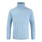 OMIDM Männer Pullover Männer Slim Fit Pullover mit Stehkragen Gelegenheits Kabel Strickpullover Pullover for den Winter Männersprunger (Color : Blue, Size : S)