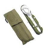 Froiny 8 in 1 Camping Besteckgabel Löffel Faltgeschirr Edelstahl Tragbare Geschirr Geschirr Utensilien Halterung Für Picknick Wandern BBQ Outdoor T