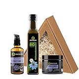 Kräuterland Geschenkset Schwarzkümmel - Bio Schwarzkümmelöl, Bio Schwarzkümmel Hautöl & Schwarzkümmelöl Salbe - in Premium Q