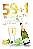 Karte zum 60. Geburtstag | Geburtstagskarte zum runden Geburtstag | Geburtstagskarte Set mit Umschlag | Karte in Folie | Karte ohne Innentext | DIN A6 | Klappkarte inkl. Umschlag | Motiv: 59+1