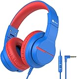 Kinder kopfhörer, iClever Kabel Kopfhörer für Kinder über Ohr, HD Stereokopfhörer mit Mikrofon, Lautstärkenbegrenzer 85/94dB, Sharing-Funktion, Faltbarer Kopfhörer für Schule, T