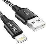 RAVIAD iPhone Ladekabel, Lightning Kabel 1M [MFi Zertifiziert] Nylon iPhone Kable Kompatibel für iPhone 12/12 Pro/12 Mini/11/11 Pro/XR/XS/X/8/8 Plus/7/7 Plus/6s/6/6 Plus/5S/5/SE 2020 - Schw
