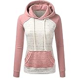 Lomelomme Patchwork Kapuzenpullover Damen Mode Kordelzug Pullover mit Kapuze Freizeit Farbblock Hoodies Sweatshirt Mit Tasche Bluse Casual Elegant Sw