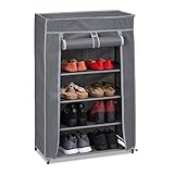 Relaxdays Schuhschrank Stoff, 5 Fächer, 15 Paar Schuhe, Abnehmbarer Bezug, Schuhregal, HxBxT: 90 x 60 x 30 cm,