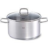 Fissler viseo / Edelstahl-Topf (5,7 L - Ø 24 cm) Kochtopf mit Glas-Deckel, Innenskalierung, Schüttrand, Induktions-Kochtopf, energiesparend, für alle Herdarten - auch Induk