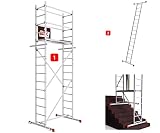 ALTEC AluCombine® 500 | Alu Leiterngerüst | 5m Arbeitshöhe | 2 in 1 Gerüst mit Traverse | 2X Bockrollen Ø80mm | Made in Germany | EN 131 | Arbeitsgerüst | Baugerüst | Fahrgerüst | Anleg