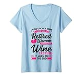 Damen Einmal pensionierte Frau Wein Ruhestand T-Shirt mit V