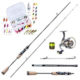 MiRoeFishing Modernes Angelset Ultralight sofort einsatzbereit ! Capital Fish Master 180cm UL-Carbonrute + Angelrolle Expert1000 fertig mit Schnur + Köderset mit Spoon I Gummifisch I S