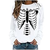 MJGkhiy Halloween Damen Pullover Y2k Sweatshirt Tops Leicht Freizeit Tshirt Lässiges Drucken Langarmshirt Tees Tops Mädchen Sportbekleidung Einfarbig Lässige Lose Tunika Tops Geschenke für F