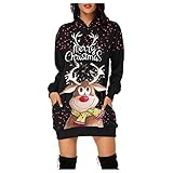 Weihnachtskleid Damen Langarm Weihnachtspullover Slim Fit Pulloverkleid Strickkleid Abendkleid Longpullover Pullover Kleid Strickkleid Winterkleid Mode Sexy Outwwear für Weihnachten Party Sw