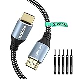 Adoreen 4K-HDMI-Kabel, 1.8 - 18 m, Hochgeschwindigkeits-HDMI-Kabel (1.8 m, 2 Stück), HDR HDCP 3D 4K @ 60Hz 2K, 1080P, geflochtenes Kabel, kompatibler Monitor UHD TV PC Xbox PS3 PS4 mit 5 Klettb