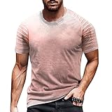 sutelang lurryly Herren T-Shirt, kurzärmelig, Plissée-Streifen, für den Sommer, Fitness, Musculation, Sport Tee, Rundhalsausschnitt, Gr. L, kaki, M