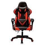 Ergonomischer Gaming-Stuhl, Drehgelenk, PU-Leder, Heimbüro, Computer-Schreibtischstuhl mit verstellbarer Lendenwirbelstütze und Kopfstütze, R